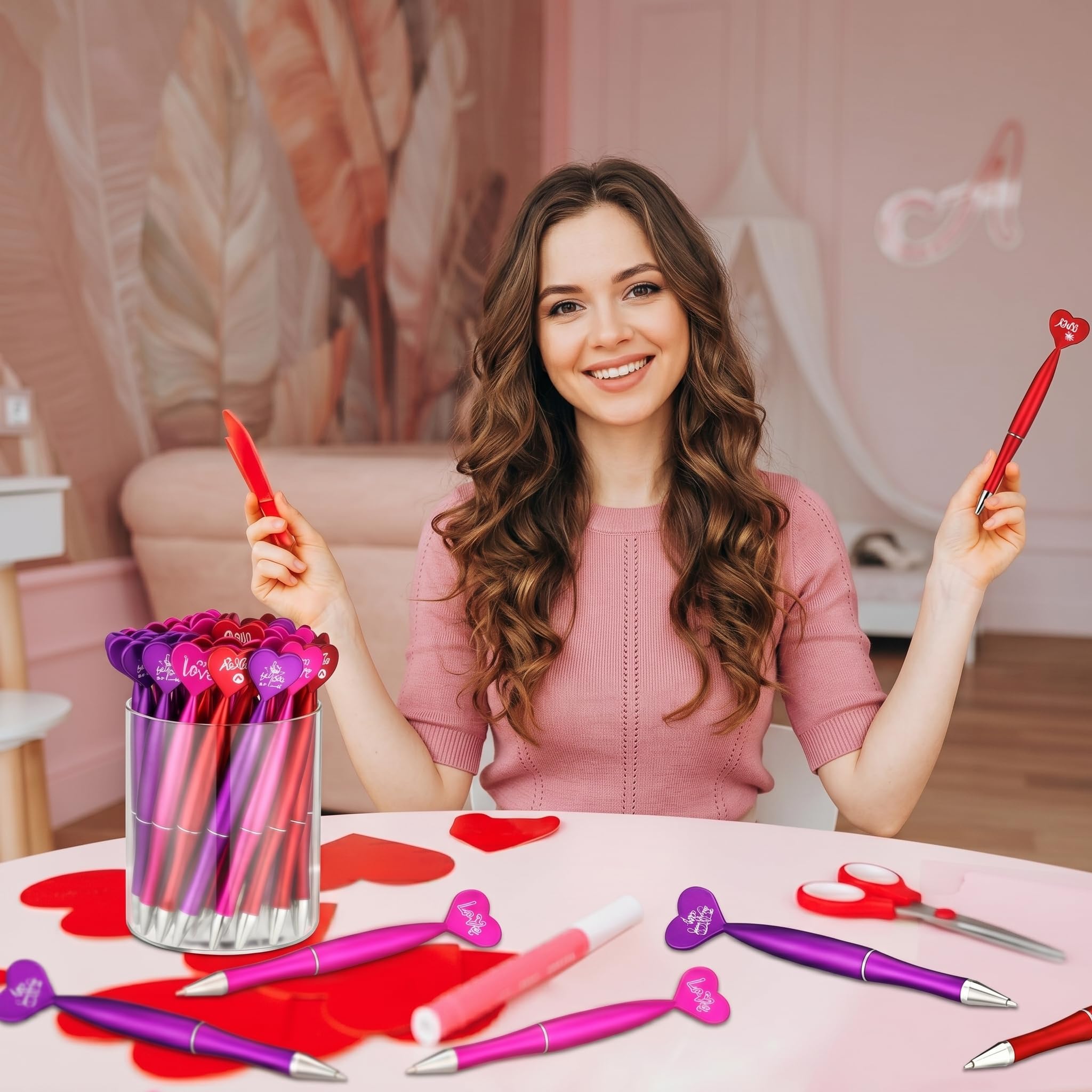 Cholemy 150 szt. walentynkowe długopisy w kształcie serca, 1,0 mm, czarny atrament, długopisy, luzem, prezenty walentynkowe, Love Be Mine, serce, chowane, na przyjęcie świąteczne, upominek, szkolne