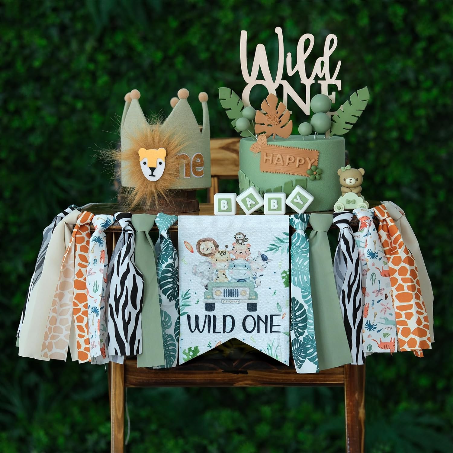 Wild One Birthday High Chair Banner Party Decoration For Boys Jungle Theme Decorative For Kids Bedroom