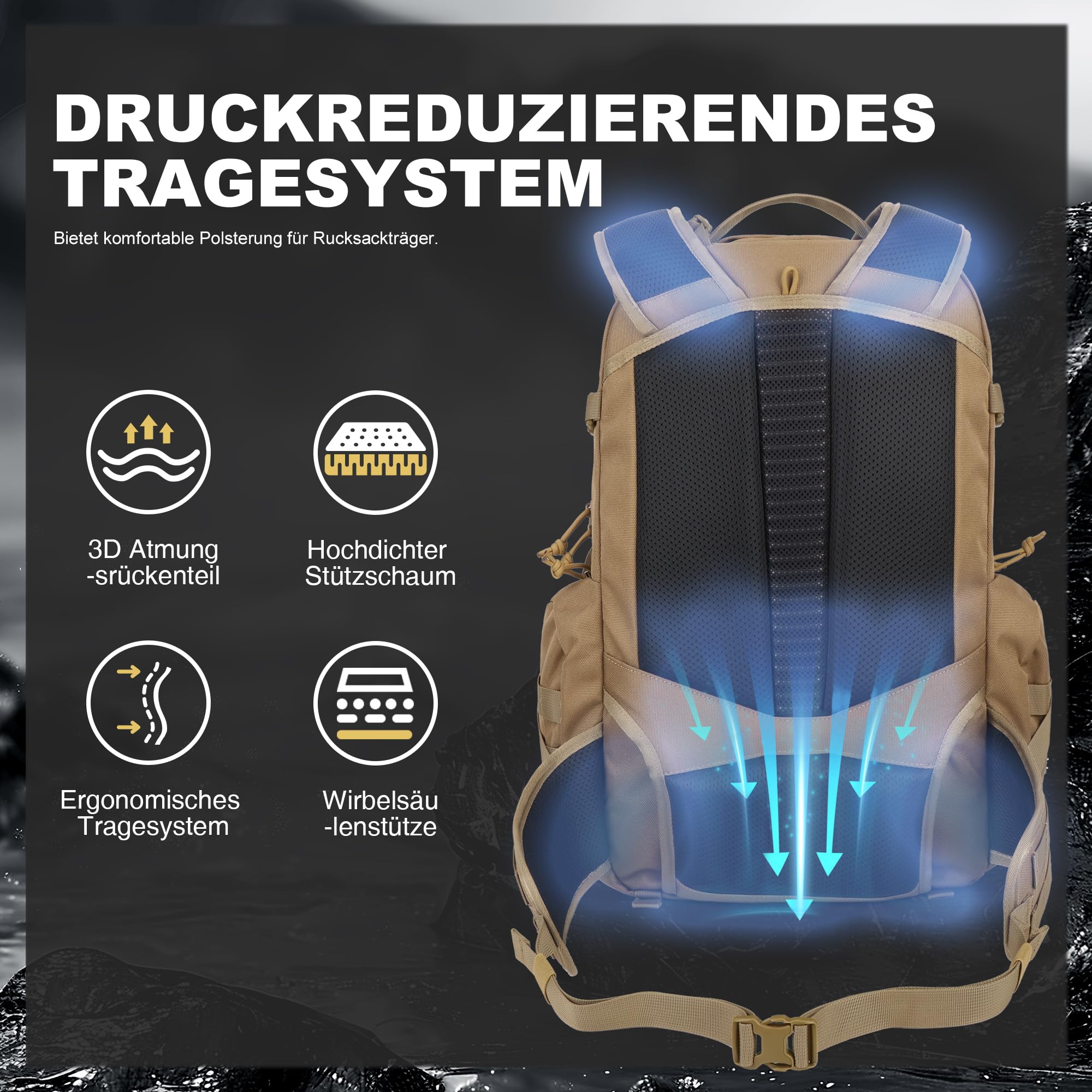 Mardingtop Molle plecak wojskowy, 35 l, plecak turystyczny, taktyczny, męski, plecak trekkingowy, plecak Cordura, na wędrówki, wspinaczkę górską, survival