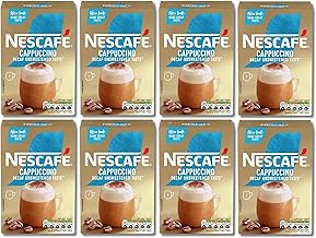 NESCAFÉ Cappuccino Decaffeinated Unsweetened Coffee Sachets x7 (Pack of 8, Total 56 Decaf Sachets)