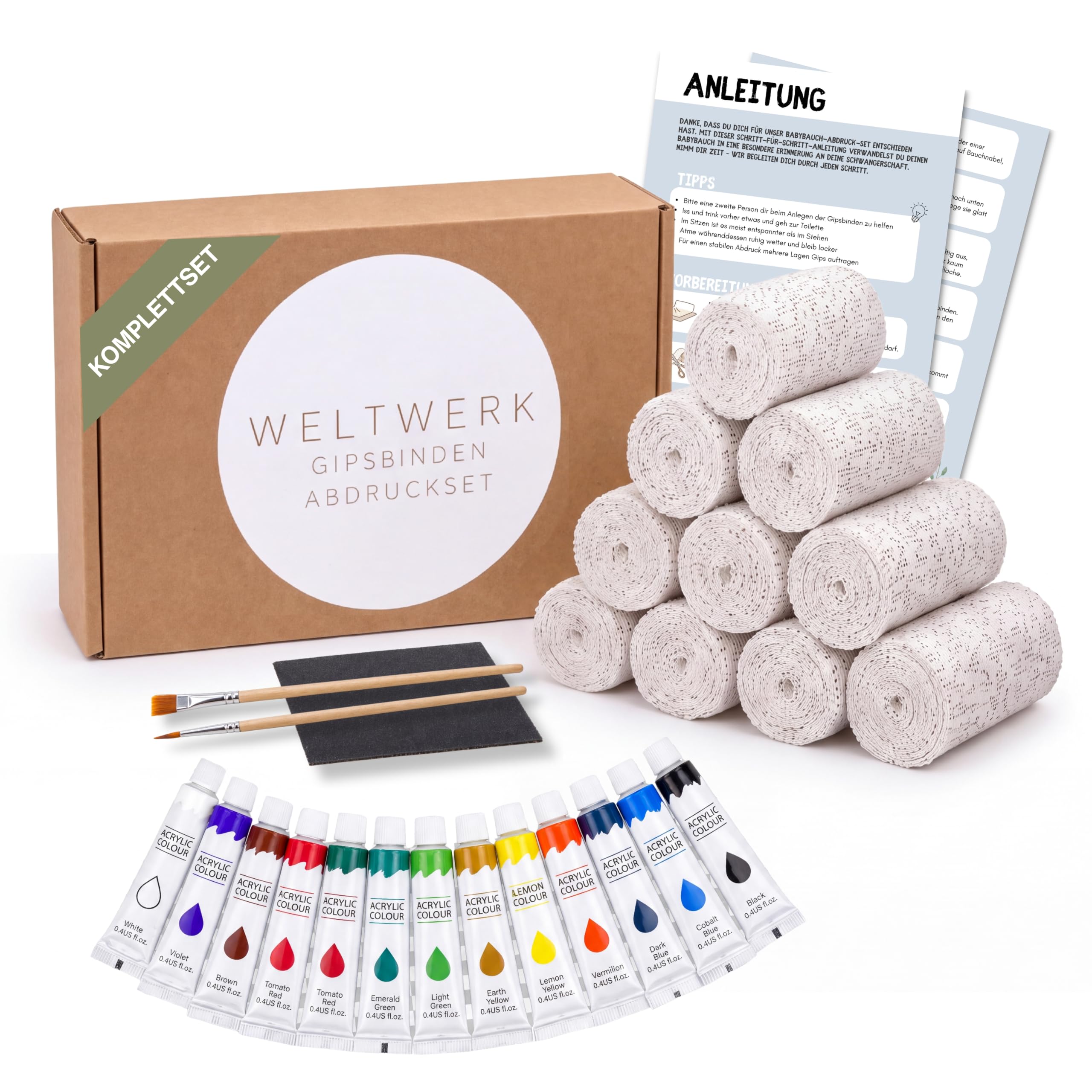 Babybauch - Set di fasce in gesso per il fai da te, 12 colori
