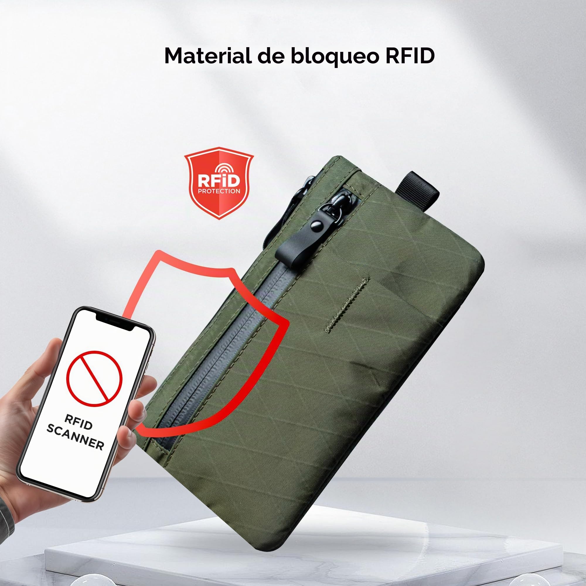 ALPAKA Zip Clutch – Bolso de Mano con Cremallera y RFID | Correa de muñeca, para pasaporte y móvil, resistente al agua, cartera larga para hombre