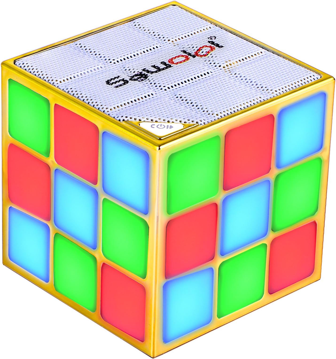 Sawolol Magic Cube Dazzle Shining Led Flash Magic Wireless Portable Bluetooth Speaker with Mic (Gold)