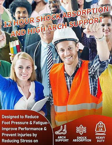 Miniatura 19 de Work Orthotic Heavy Duty Support Insoles,Anti Fatigue Relieve Foot Pain Work Boot Shoes Inserts for Standing All Day,Plantar Fasciitis High Arch