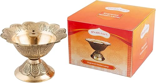 Miniatura 10 de Shubhkart Kuber - Juego de 6 lámparas de aceite profundo de latón macizo para puja y otros rituales religiosos Decoración del hogar, oficina