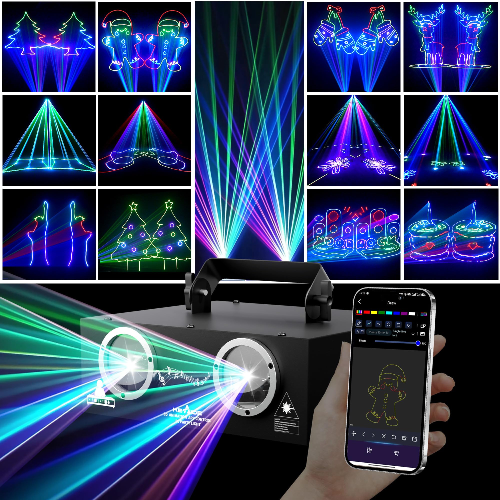 DJ Laser Light, APP Control, Laser Show Projector