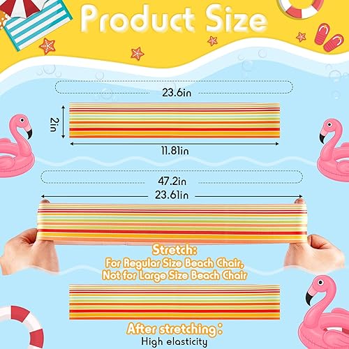 Miniatura 9 de Paquete de 8 bandas de toalla para sillas de playa, clips de toalla de crucero para sala de estar, playa, sillas de piscina, soporte de correa
