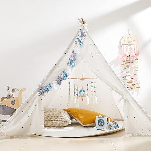 Miniatura 8 de HBM - Móvil de bebé para cuna, HBM Rainbow Baby Cuna, móvil de celula, decoración de guardería, regalo de baby shower para niños y niñas (azul)