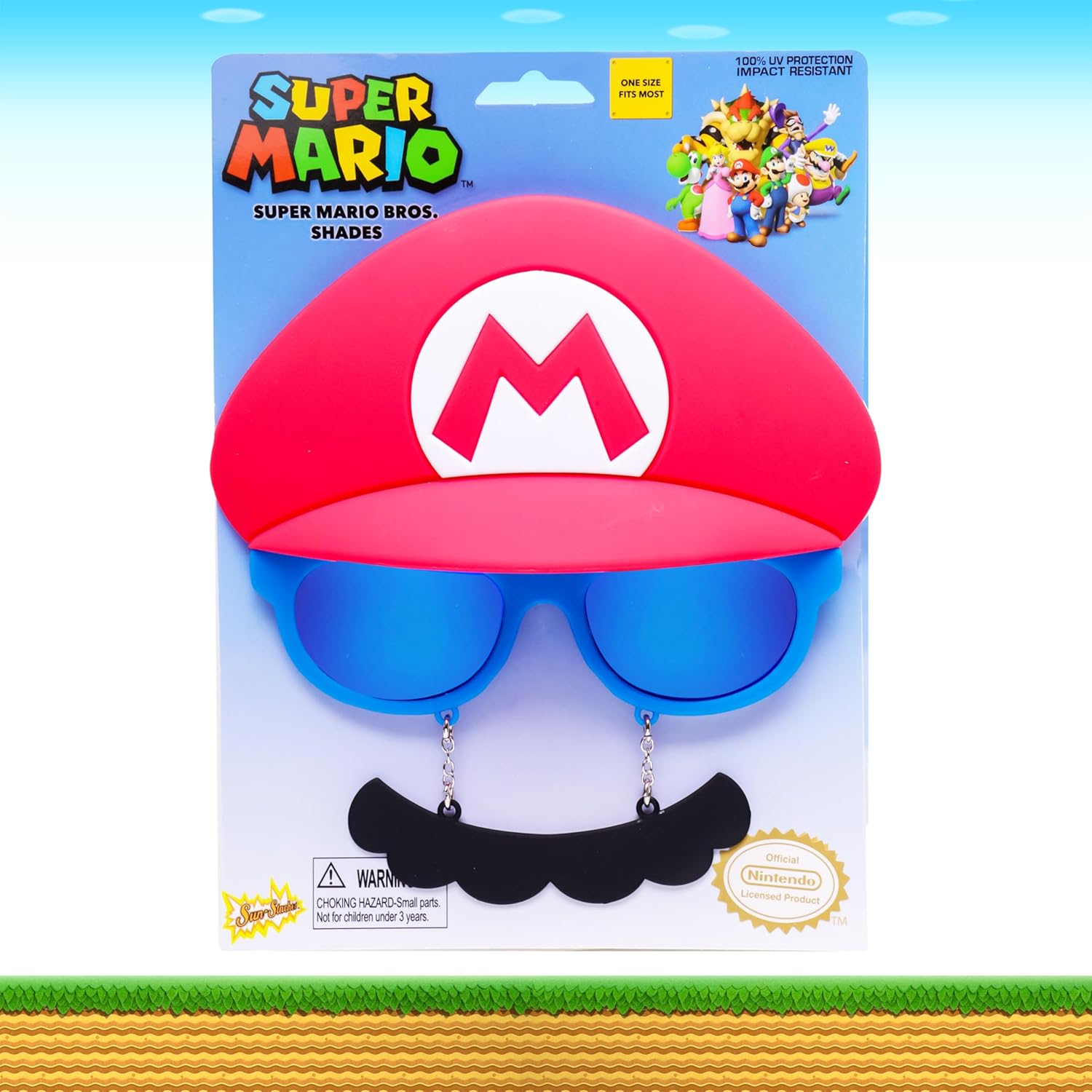 Sun-Staches Official Super Mario Sunglasses | Mario Luigi Peach Bowser Yoshi Wario or Waluigi Costume Accessory | Fits Most - Image 6