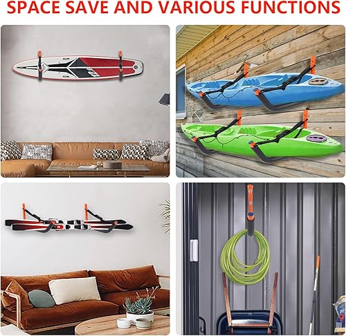 Miniatura 6 de Estante de almacenamiento de kayak, soporte de pared para kayak, soporte de pared para colgar canoa, tabla de surf, tabla de remo, escaleras,