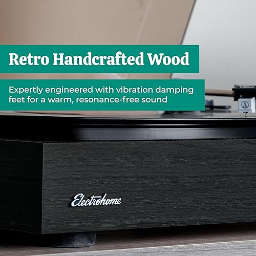 Miniatura 4 de Electrohome Montrose - Sistema estéreo para tocadiscos, altavoces Bluetooth de 4 pulgadas, tocadiscos de transmisión por correa con lápiz óptico