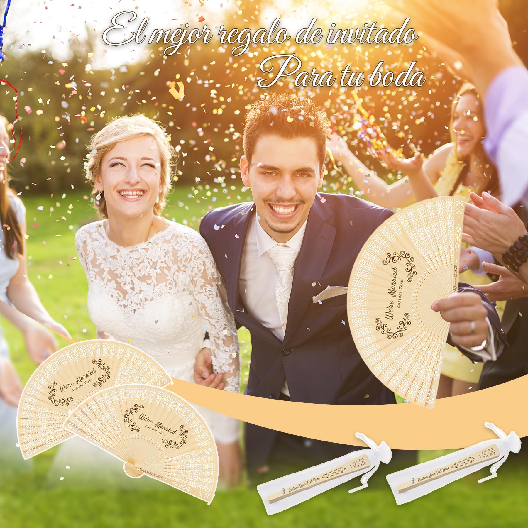 20 Piezas Abanicos Nupciales Personalizados con Grabado - Abanicos Plegables de Madera Aromática, Regalo Elegante para Invitados de Bodas, Bautizos y Eventos (20)