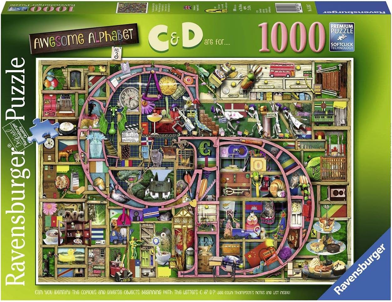 Ravensburger Colin Thompson Awesome Alphabet C & D 1000 Piece Jigsaw Puzzles for Adults & Kids Age 14 Years Up