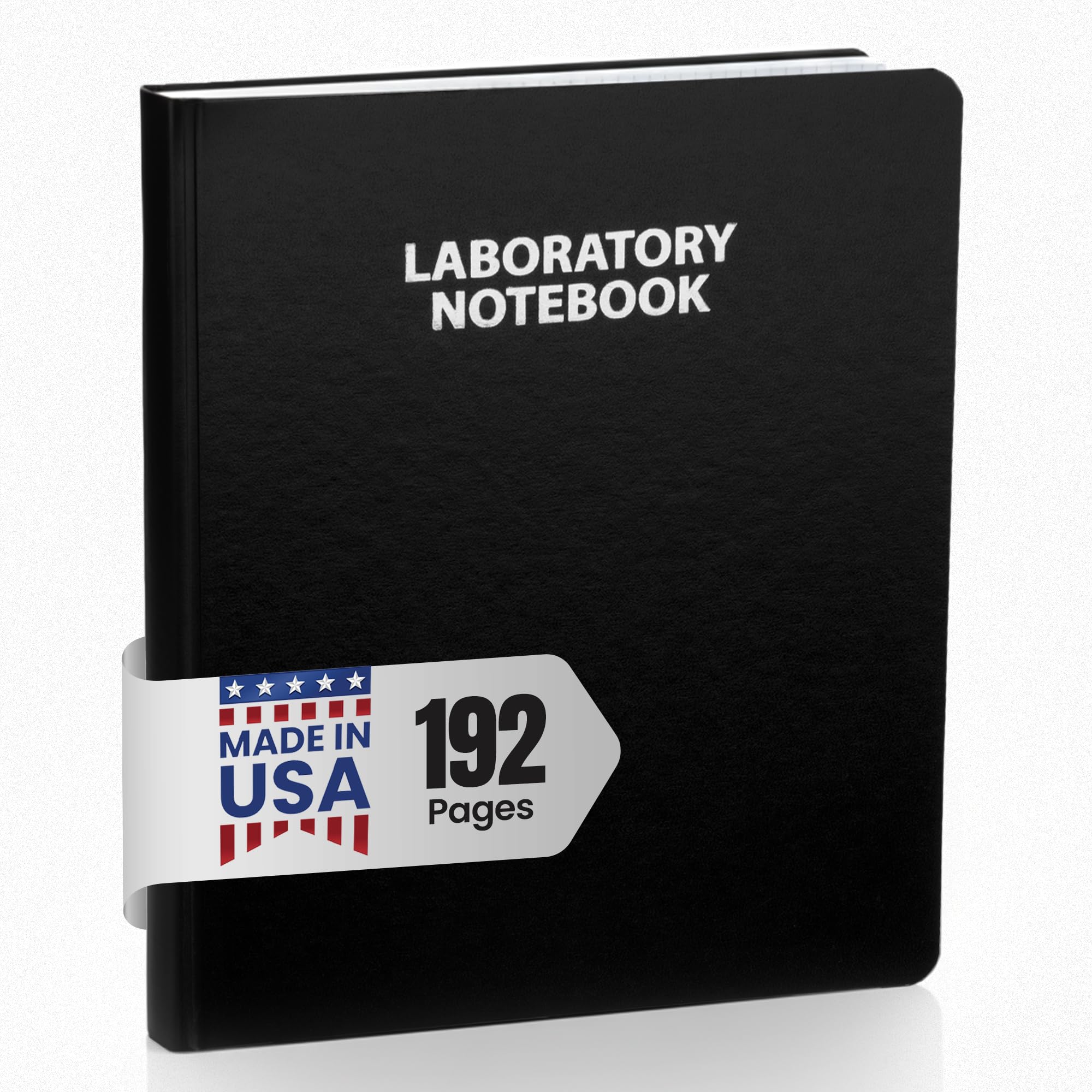Flush Trimmed, Model #2001 Research Laboratory Notebook, 192 Pages, Smyth Sewn, 9.25 X 11.25, 4x4 Grid (Black Cover) - Made in the USA