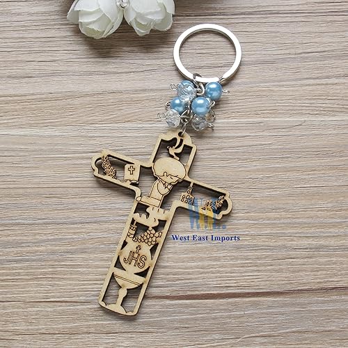 Miniatura 5 de Artist Unknown 12 piezas de llavero de madera para la primera comunión para niños, recuerdos para primera, bolsas de regalo de comunión, regalo para