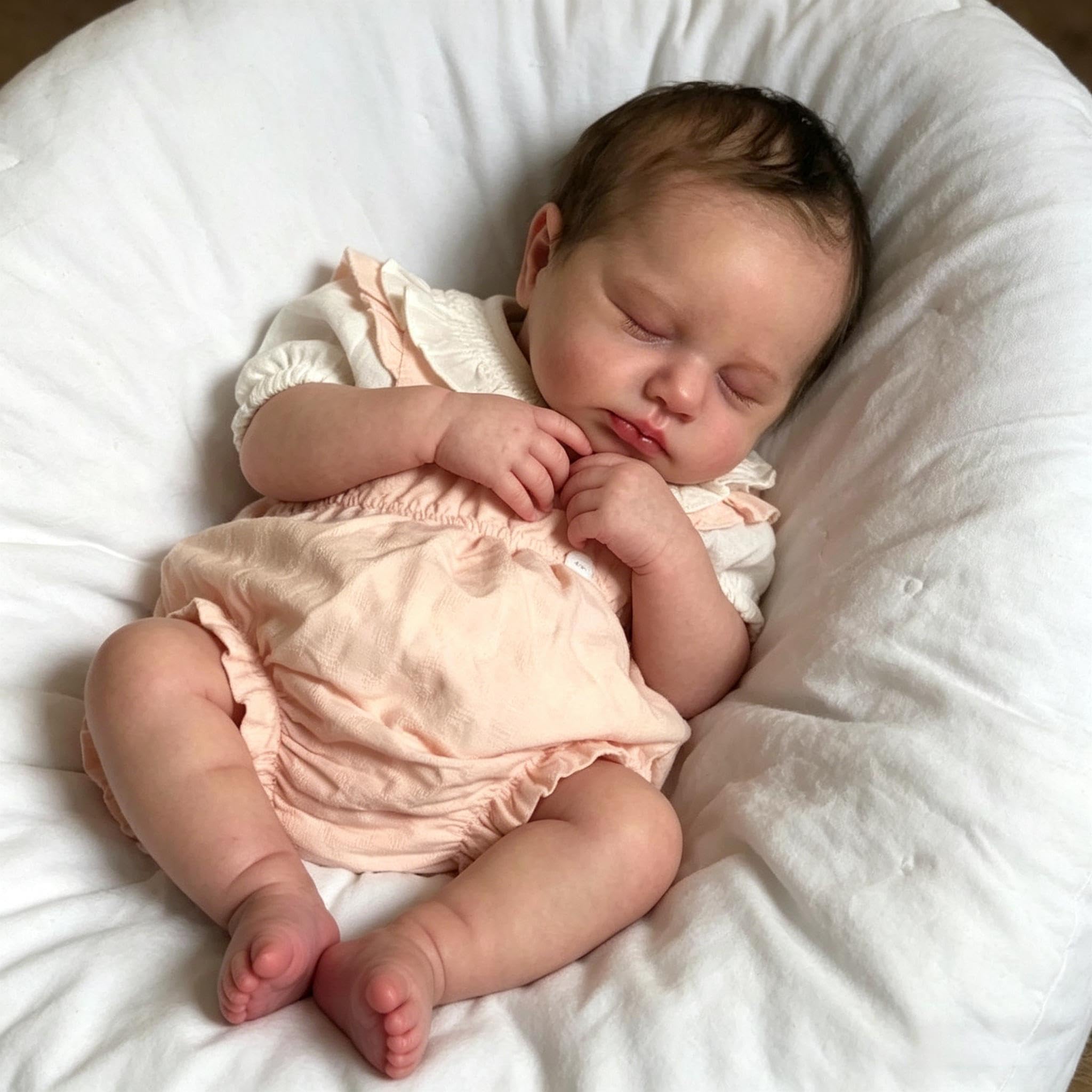RXDOLL 50CM Reborn Baby Vollvinyl Lebensecht, Reborn Puppen Lebensecht Vollsilikon Baby Mädchen, Babypuppen Wie Echt, Echte Babypuppe, Vinyl Puppe Mit Haaren