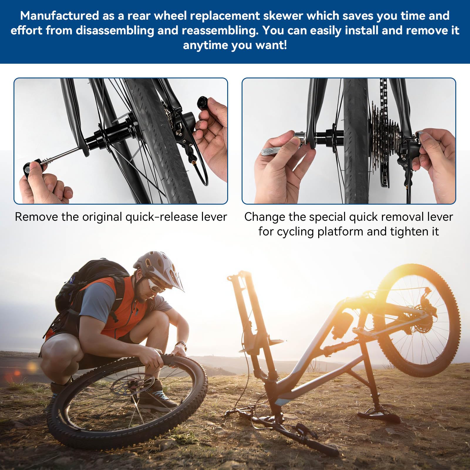 Quick Release Rear Wheel Skewers, Bike Rear Wheel Quick Release Replacement Skewer Bike Trainer for Trainer Bicycle Cycling Cycling Back Rear Wheel Tire