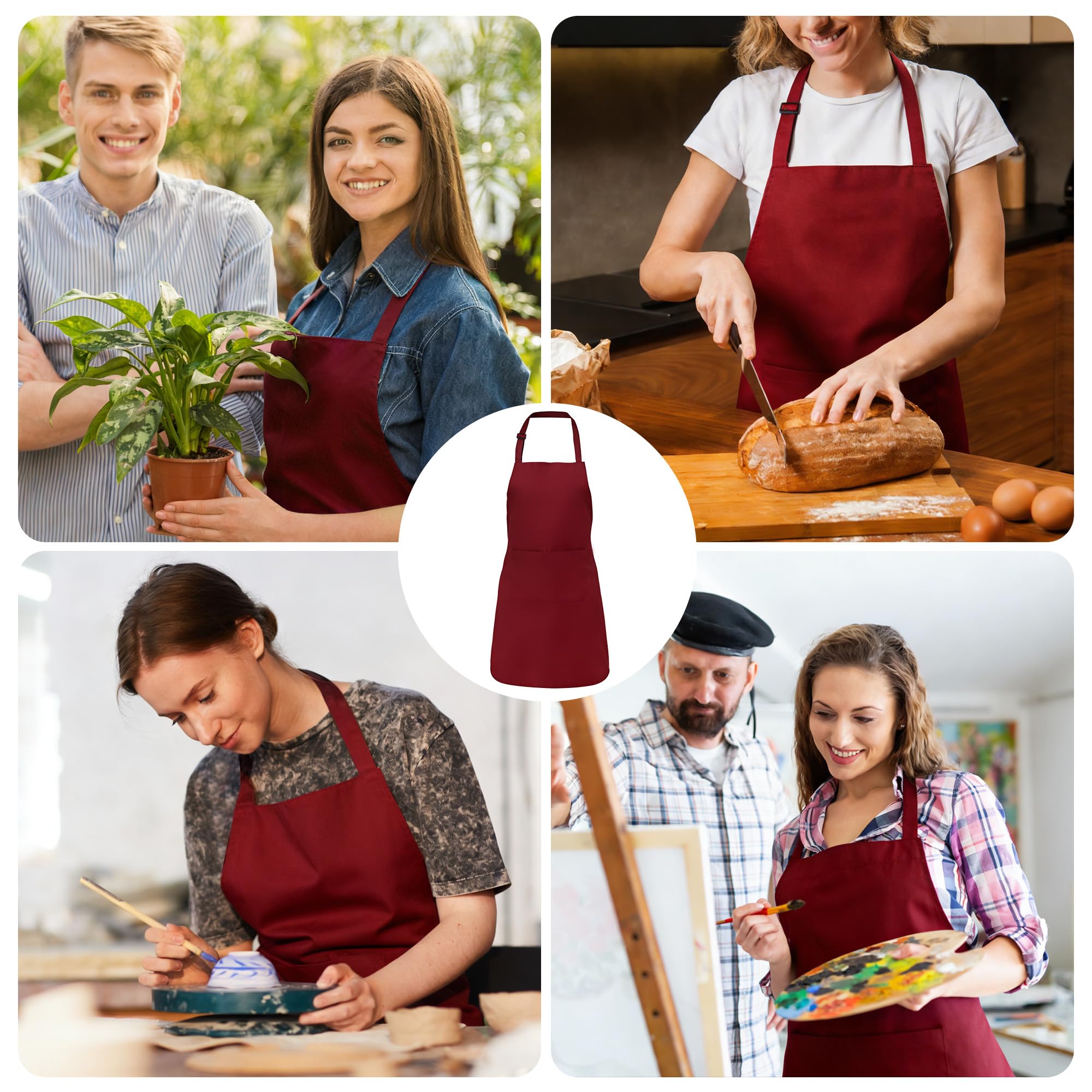 Confezione da 10 grembiuli da cuoco regolabili, unisex, con 2 tasche, per catering, ristorante, cucina