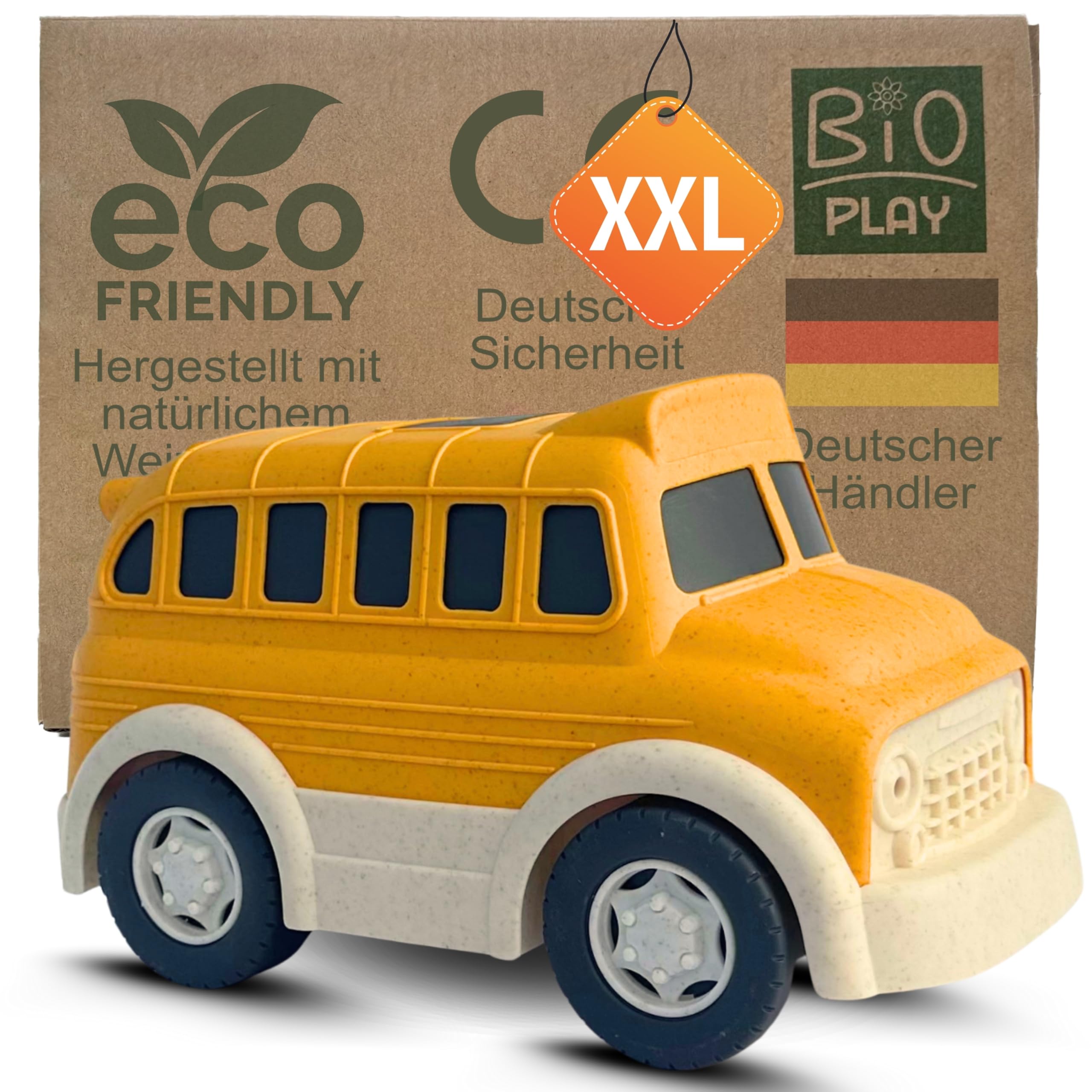 XXL Schulbus gelb | Bio Kunststoff | Nachhaltiges Spielzeug ab 18 Monate für Jungen und Mädchen | Indoor und Outdoor | Omnibus | Schülerbus