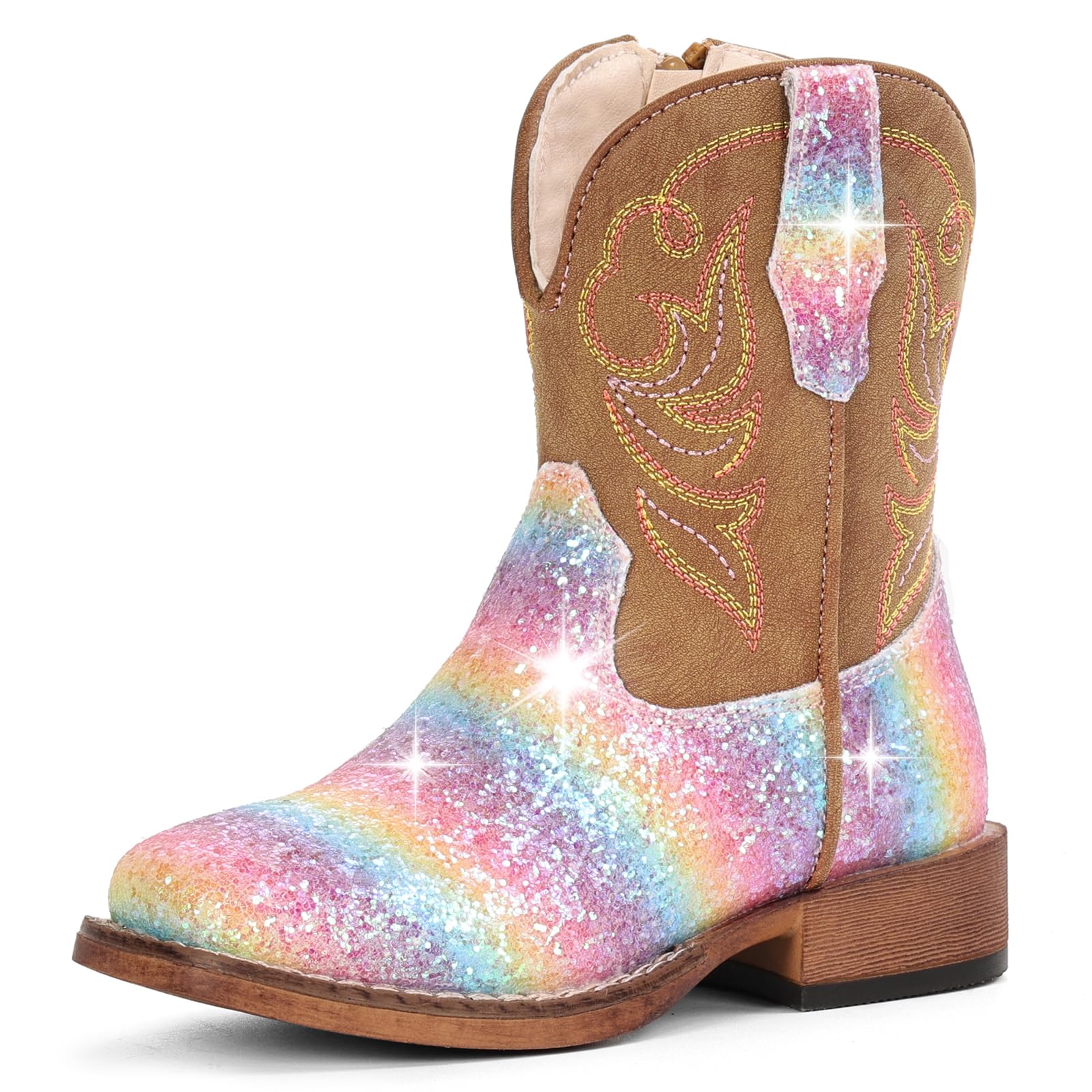 Girls Cowgirl Boots Toddler Boys Cowboy Boots for Kids Western Square Toe Riding Mid Calf Boot — view 14