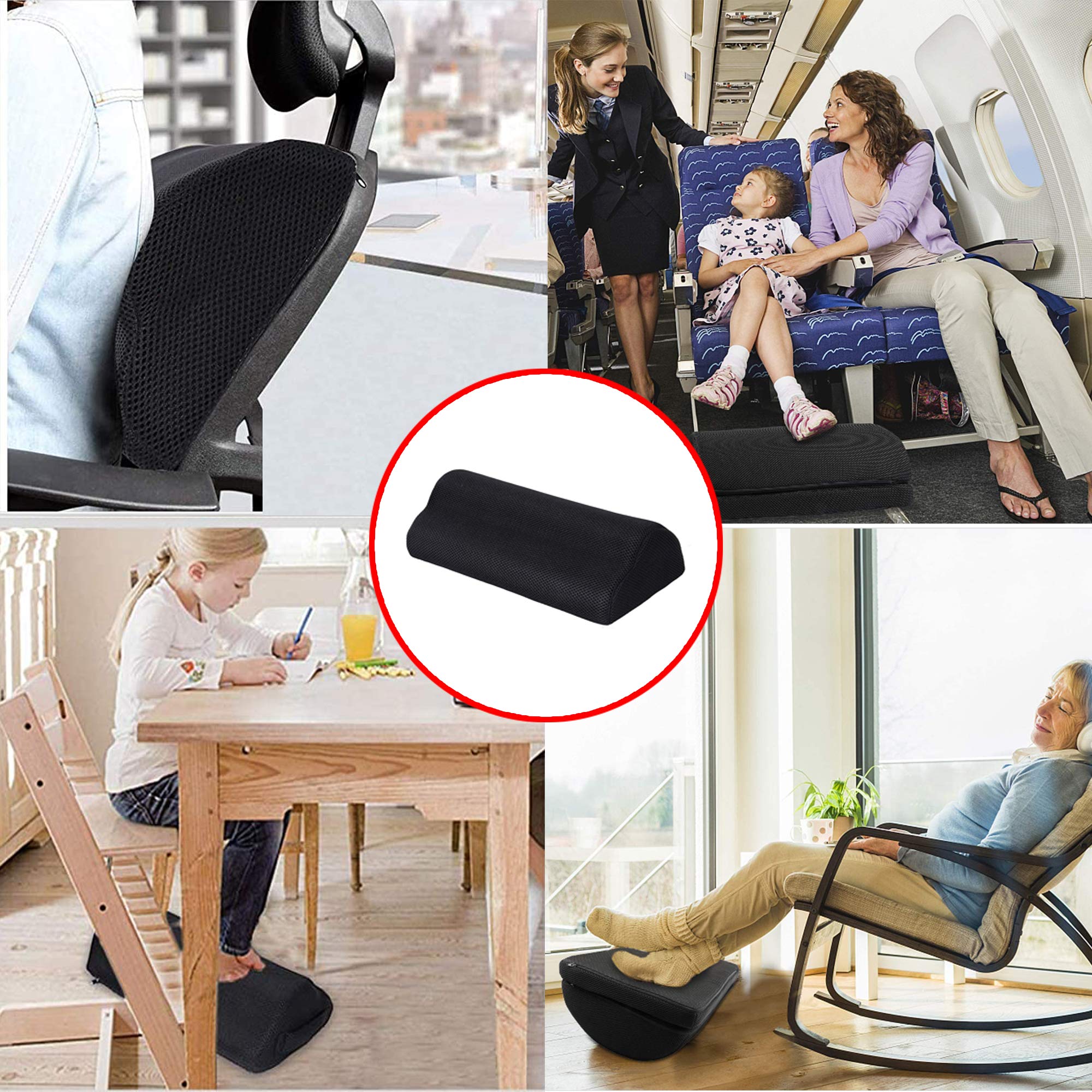Poggiapiedi Antiscivolo Sotto la Scrivania, Cuscino Ergonomico per Poggiapiedi, una Seduta Confortevole, Migliora la Postura, il Dolore alle Gambe e Ginocchia, per Ufficio, Casa, Viaggi