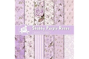 Purple Scrapbook Paper 12x12 Floral Bouquet 24 Sheets Flower Garden Craft Paper...