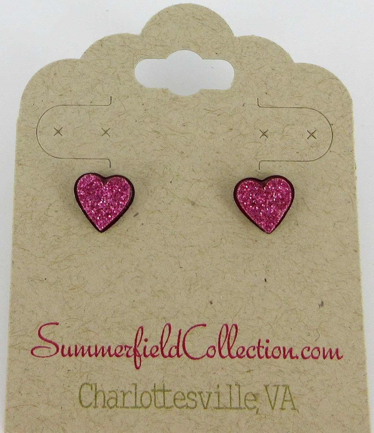 Stainless Steel Glitter Acrylic Heart Stud Earrings 8mm - Image 2