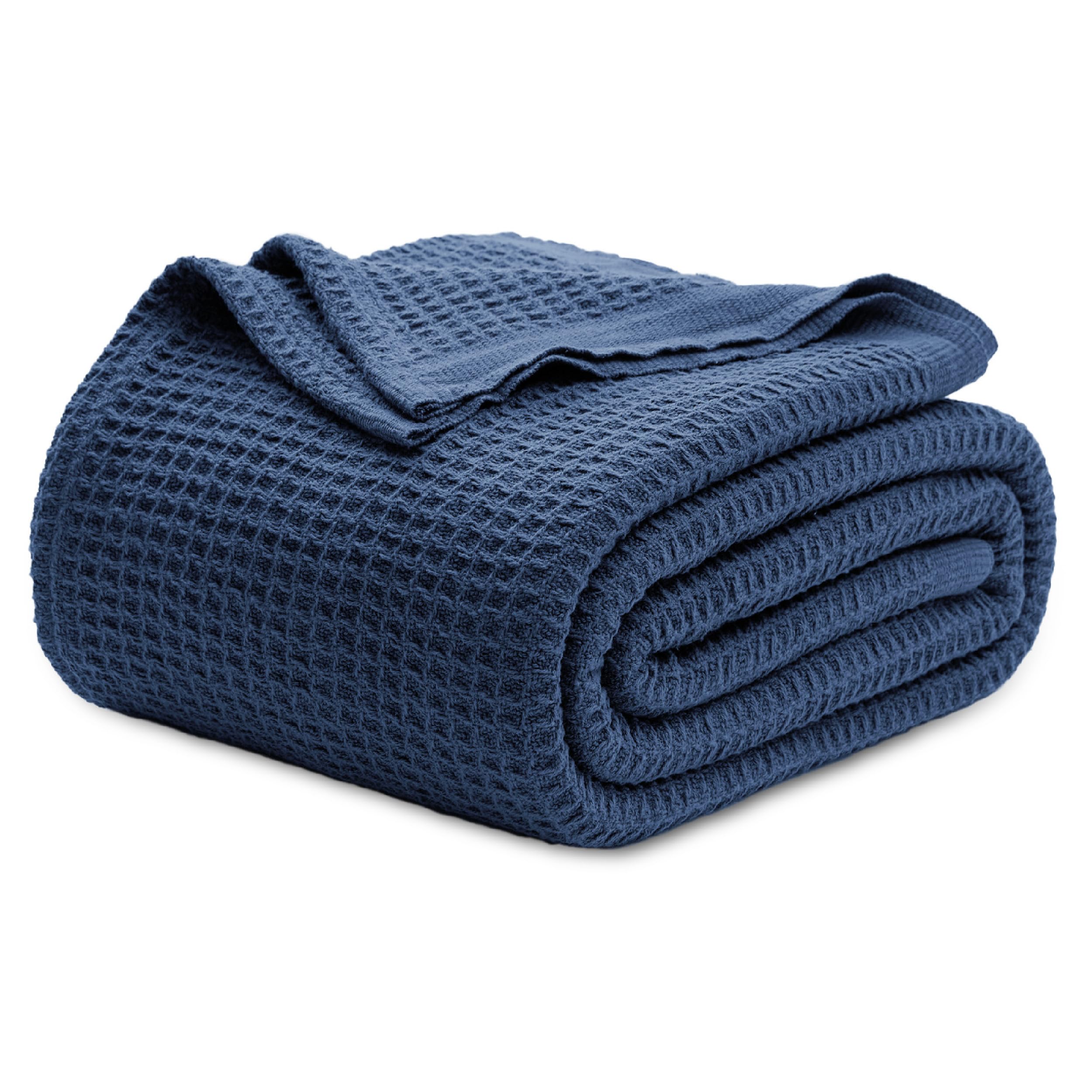 Bedsure Gentlesoft 100% Cotton Blanket Twin XL Size for College Dorm - Cooling Breathable and Soft for Spring Summer, Waffle Weave Twin Blanket for