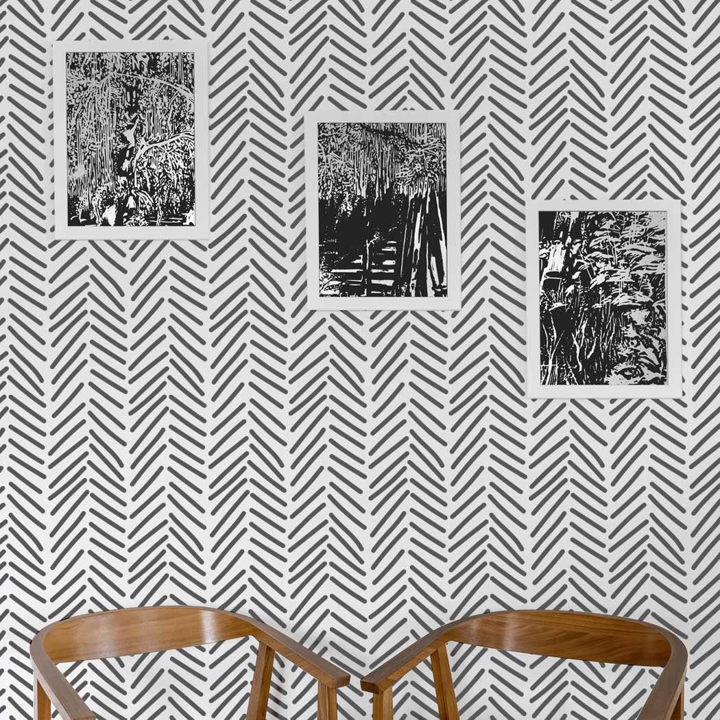 Herringbone Allover Stencil Dyllis - Large Wall Stencil Pattern for DIY Projects