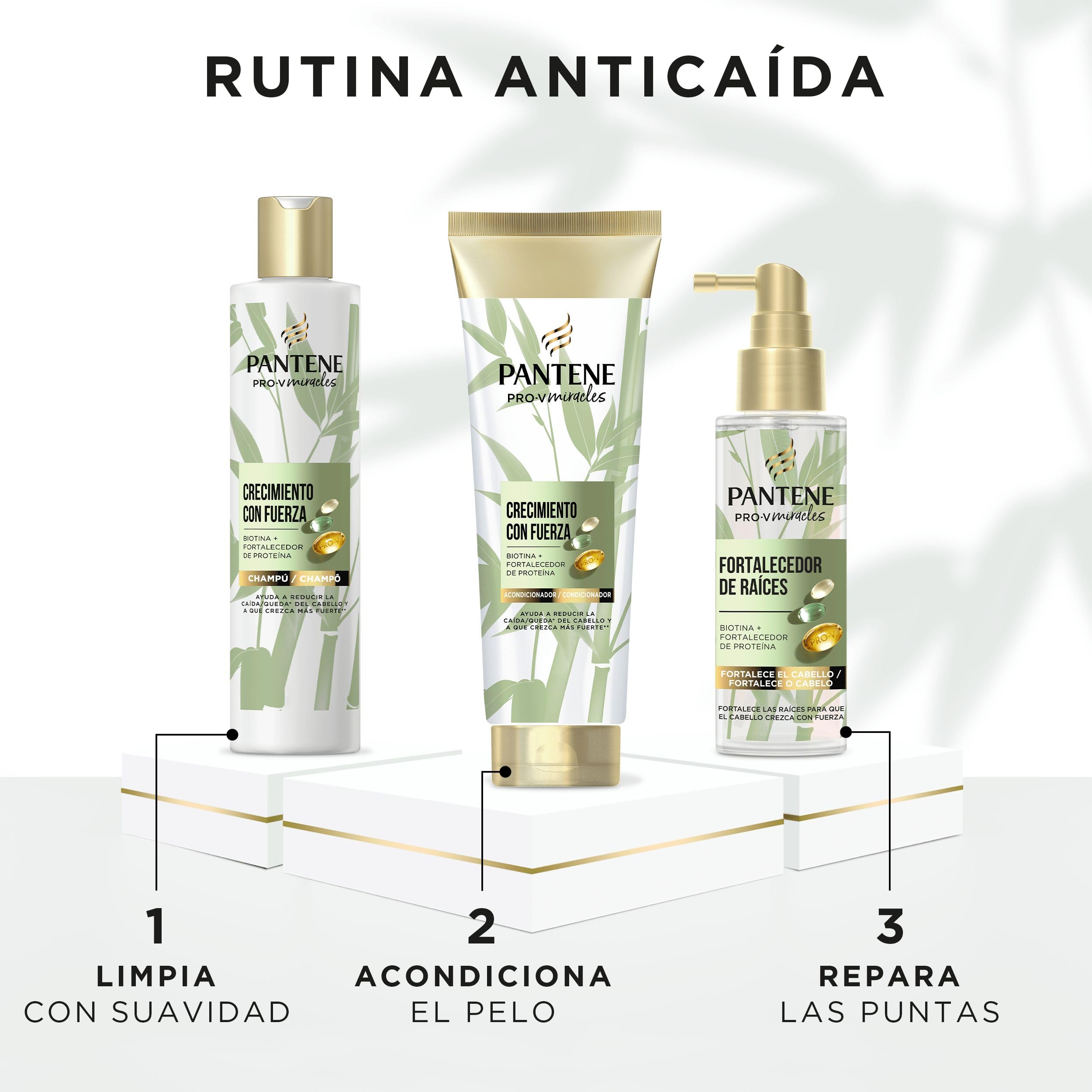 Pantene Crecimiento con Fuerza Fortalecedor de Raíces 100ml. Tratamiento con Biotina y Proteínas. Fortalece las Raíces, Crece el Pelo, Da Volumen y Fuerza. Para Pelo Seco y Dañado