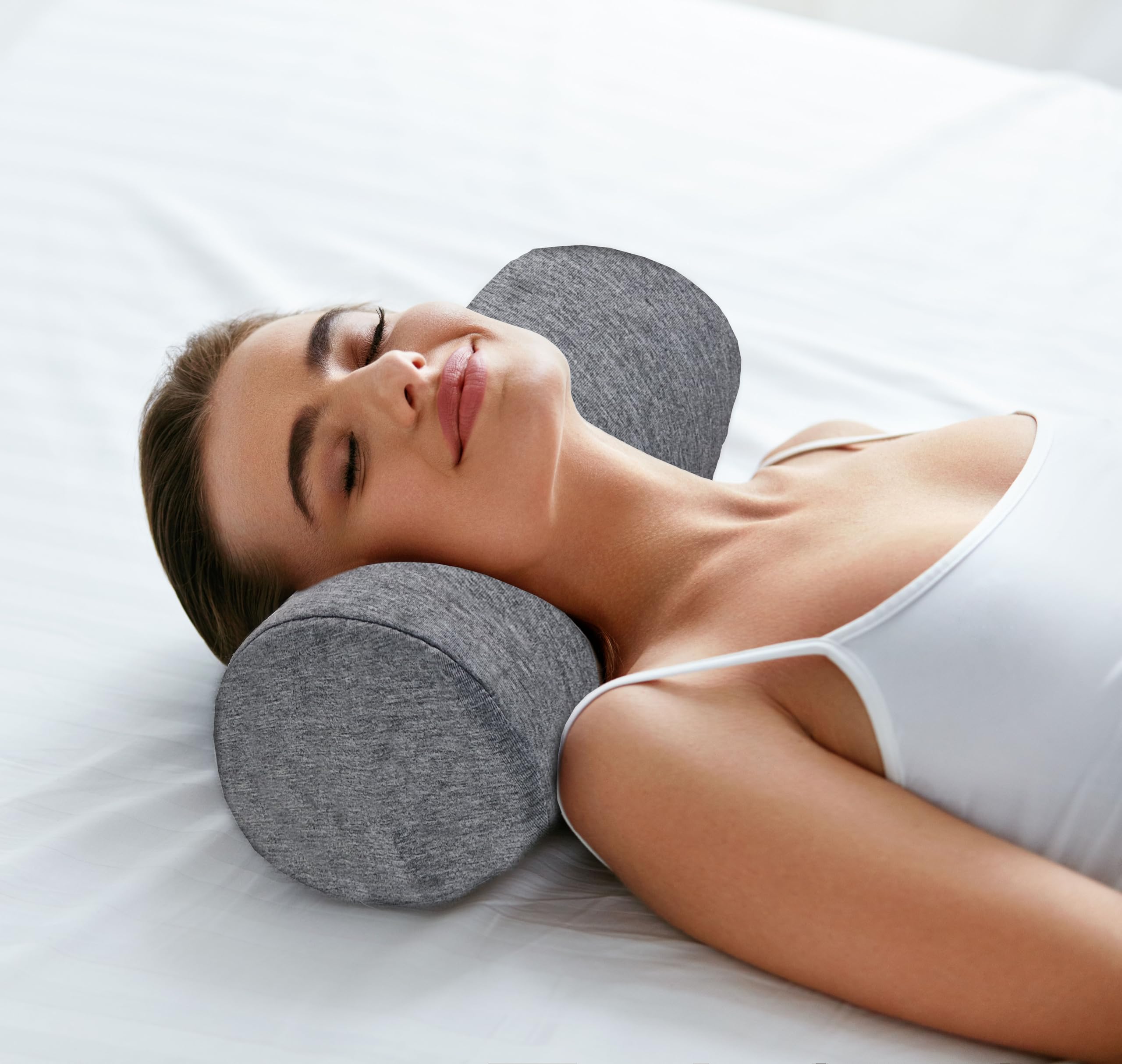 Tiga-Med Orthopädische Nackenrolle, Schaumstoff, Schwarz oder Anthrazit, 40x15cm, Abnehmbarer & waschbarer Bezug, für Nacken/Knie/Rücken, OEKOTEX Zertifiziert (5, Anthrazit)