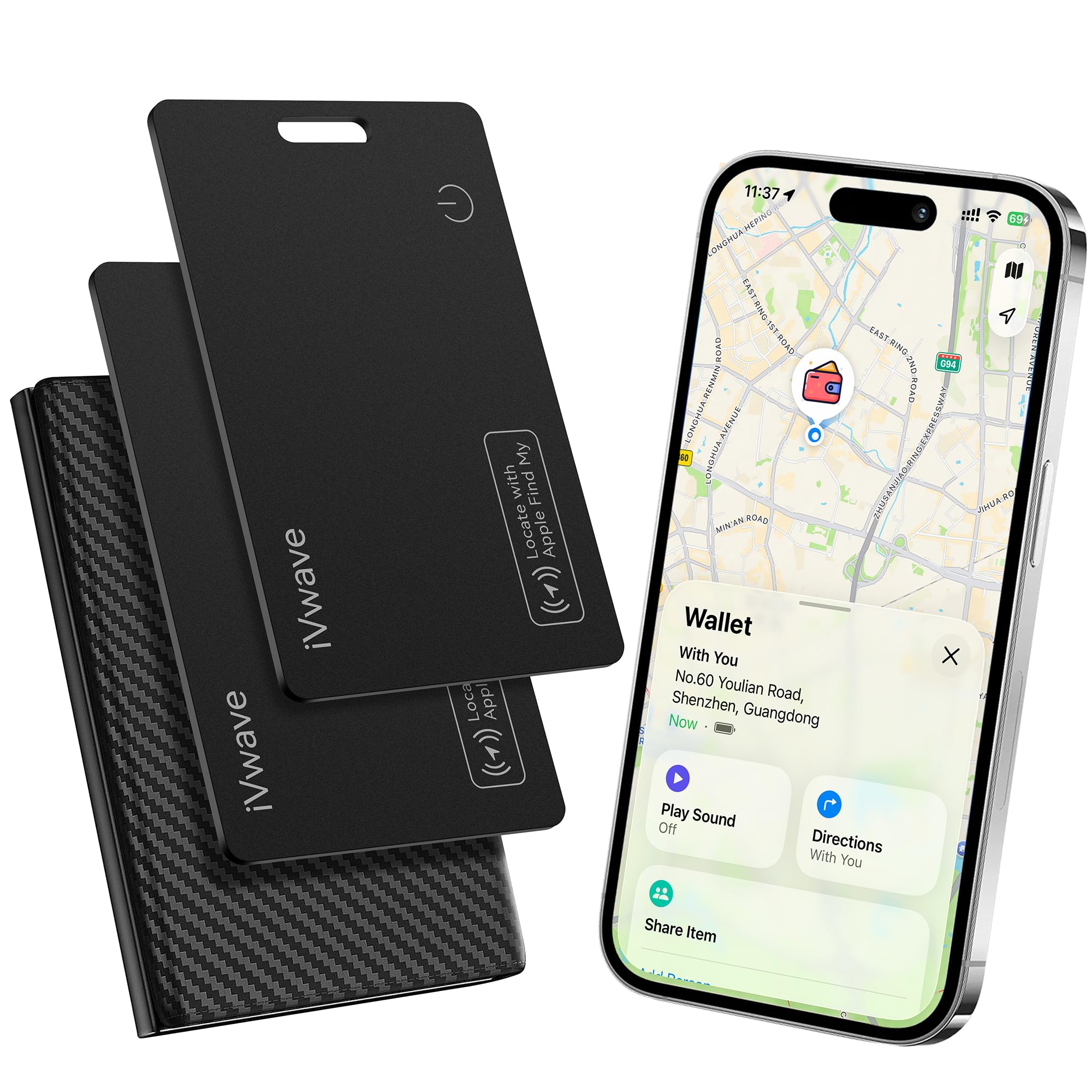 2 tarjetas de rastreador compatibles con Apple ¿Dónde está? Aplicación