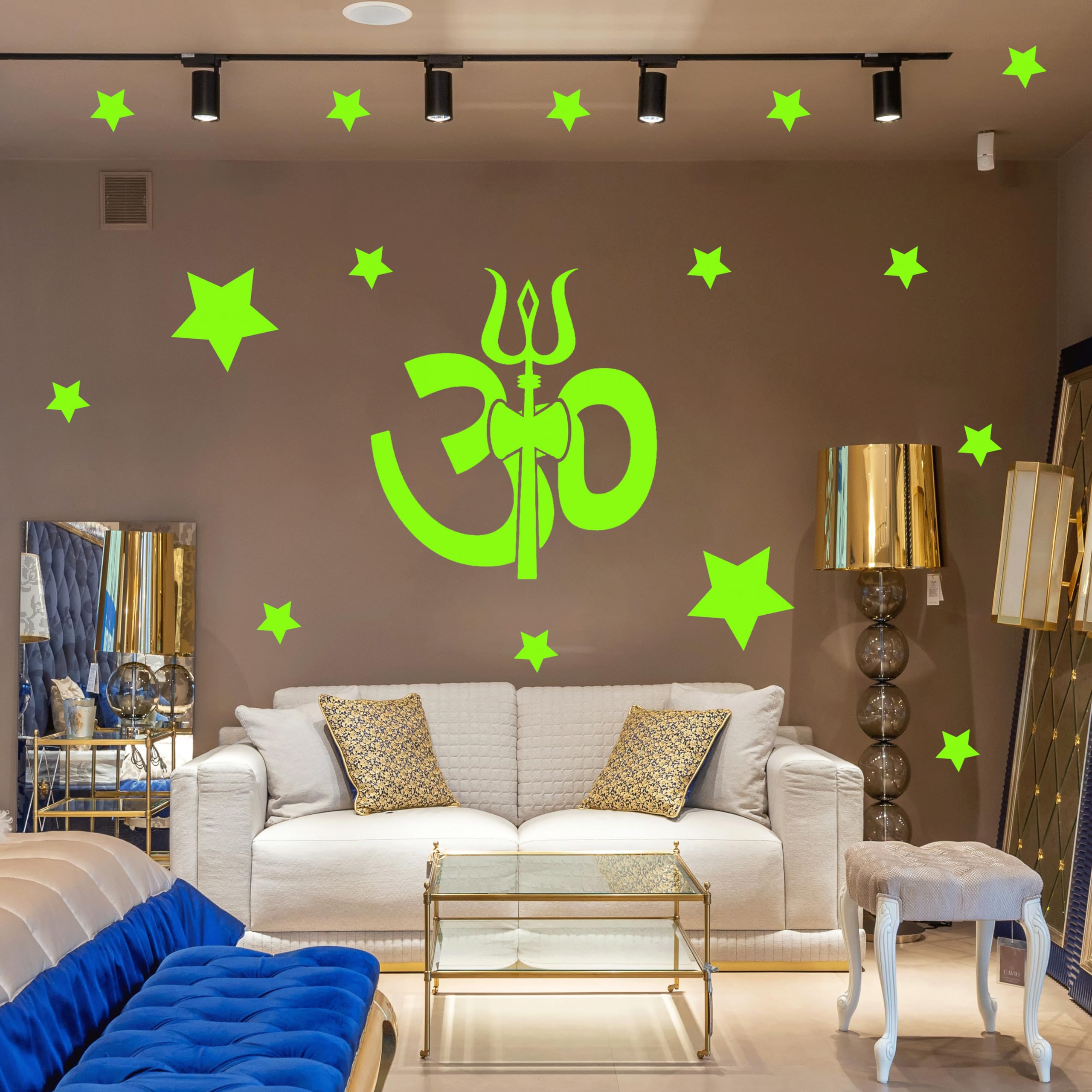 Ashamohar 29 cm Glow in The Dark Om Wall Stickers, Adhesive Room Decor, Ceiling Sky at Night, Glow in The Dark Sticker (Pack of 1)