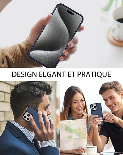 Miniatura 8 de Foluu Funda delgada para iPhone 15 Pro Max 2023-2X protector de pantalla de vidrio templado y 2 protectores de lente de cámara, parte trasera de