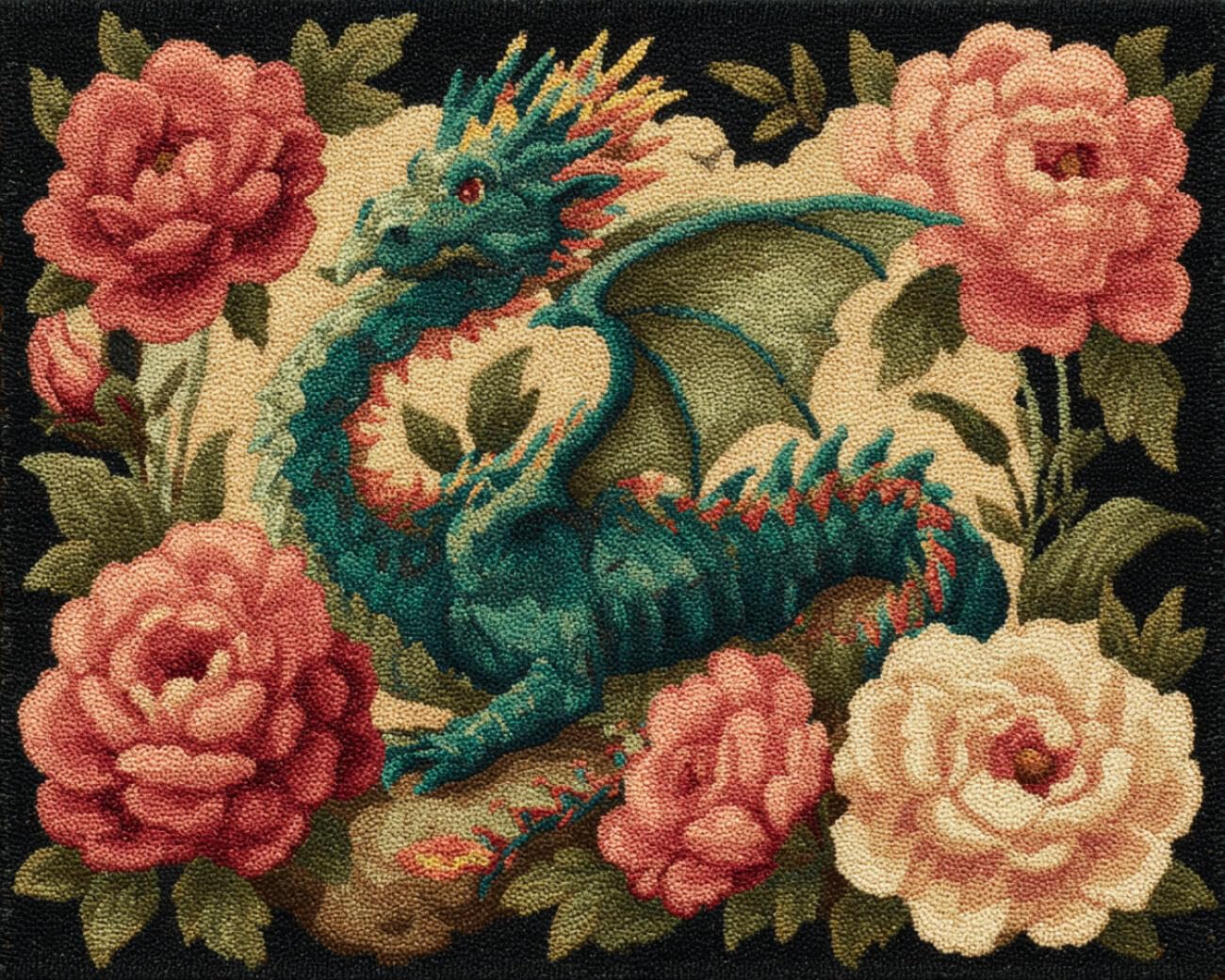 AMBATTERY Latch Hook Tapestry Kit Fantasy Dragon 90x120cm