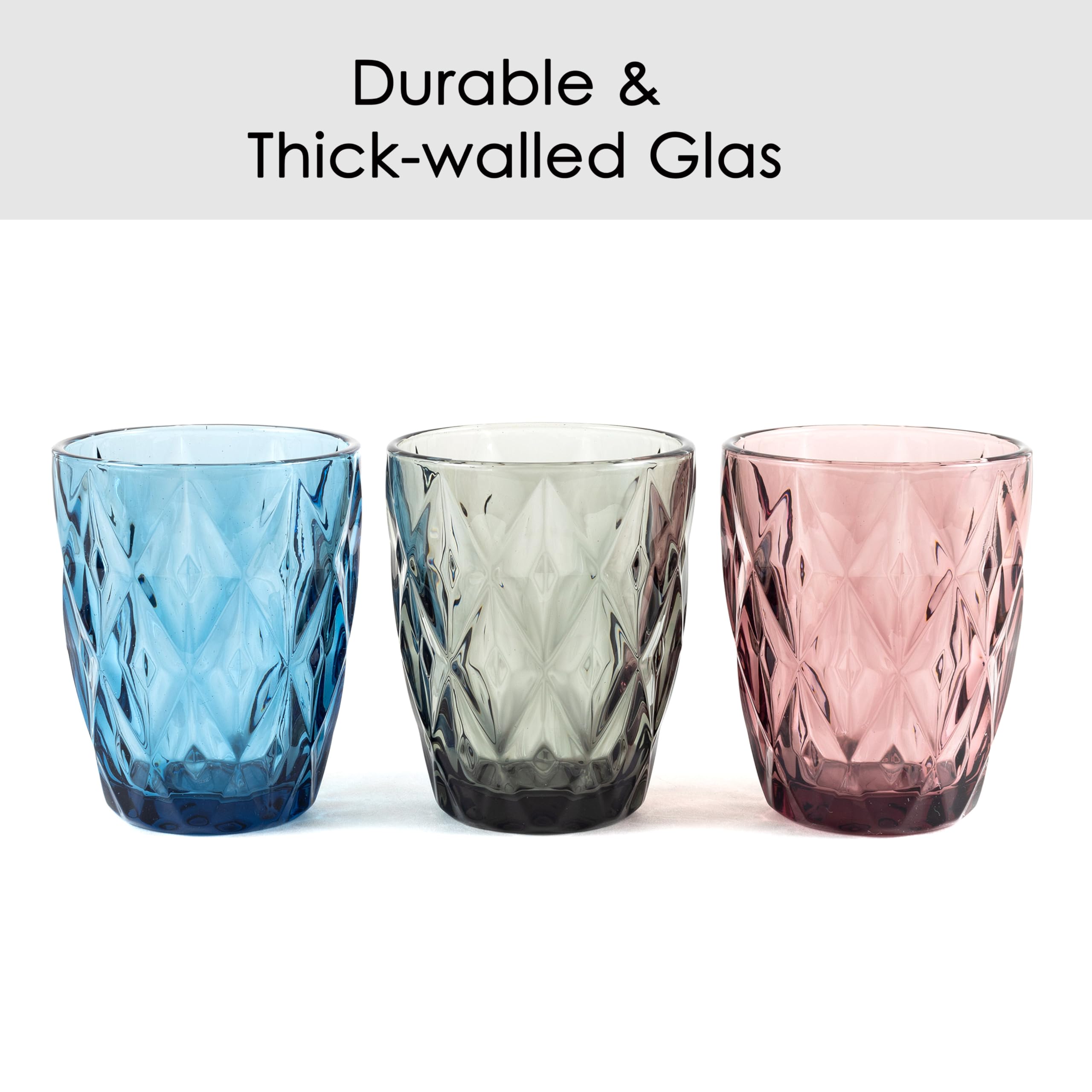 Hanseküche Lot de 6 verres de 250 ml | colorés de haute qualité | pour l'eau, jus de fruits, cuisine | Lavables au lave-vaisselle en verre