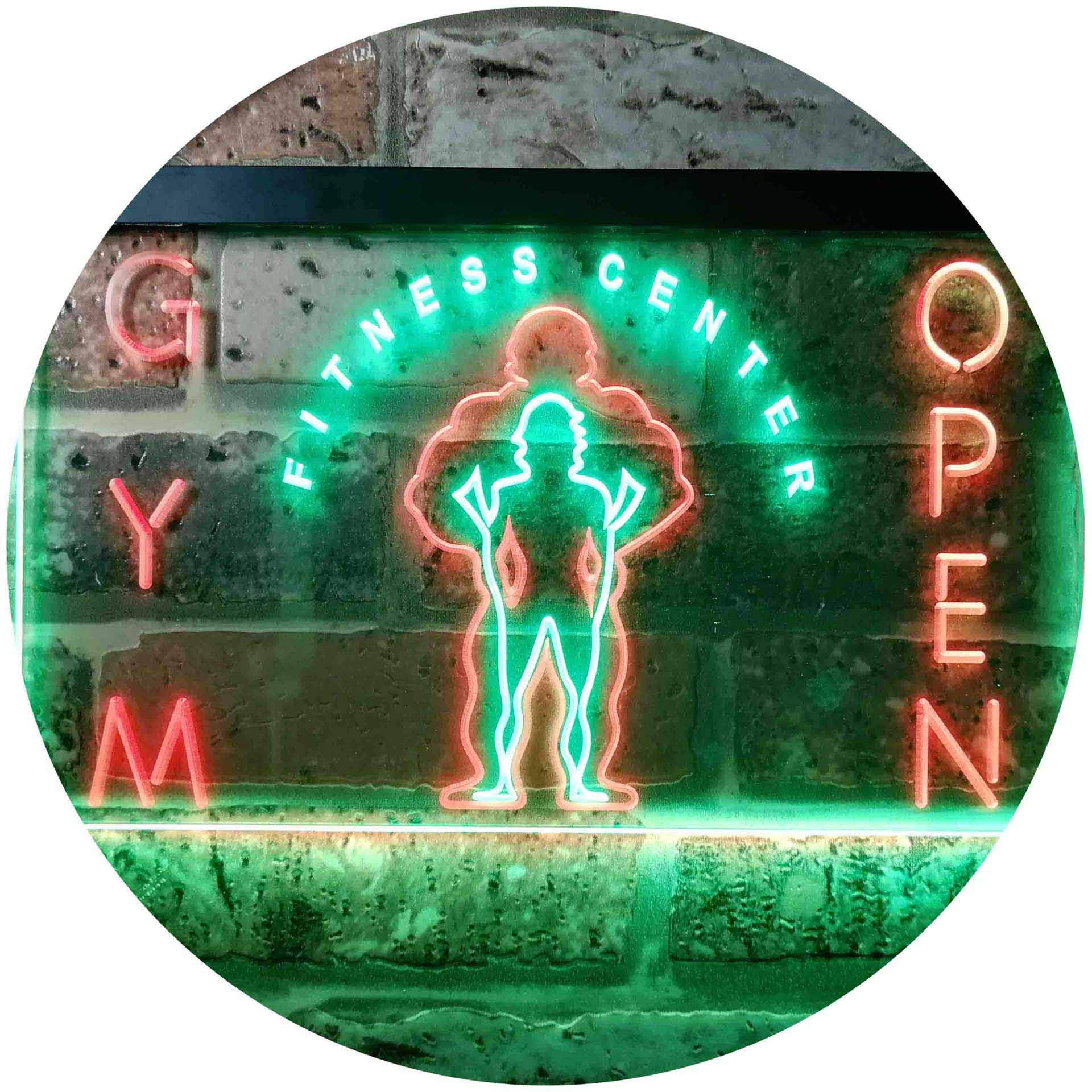 Gym Fitness Center Open Dual Color LED Neon Sign Green & Red 600 x 400mm st6s64-i0321-gr — image 1