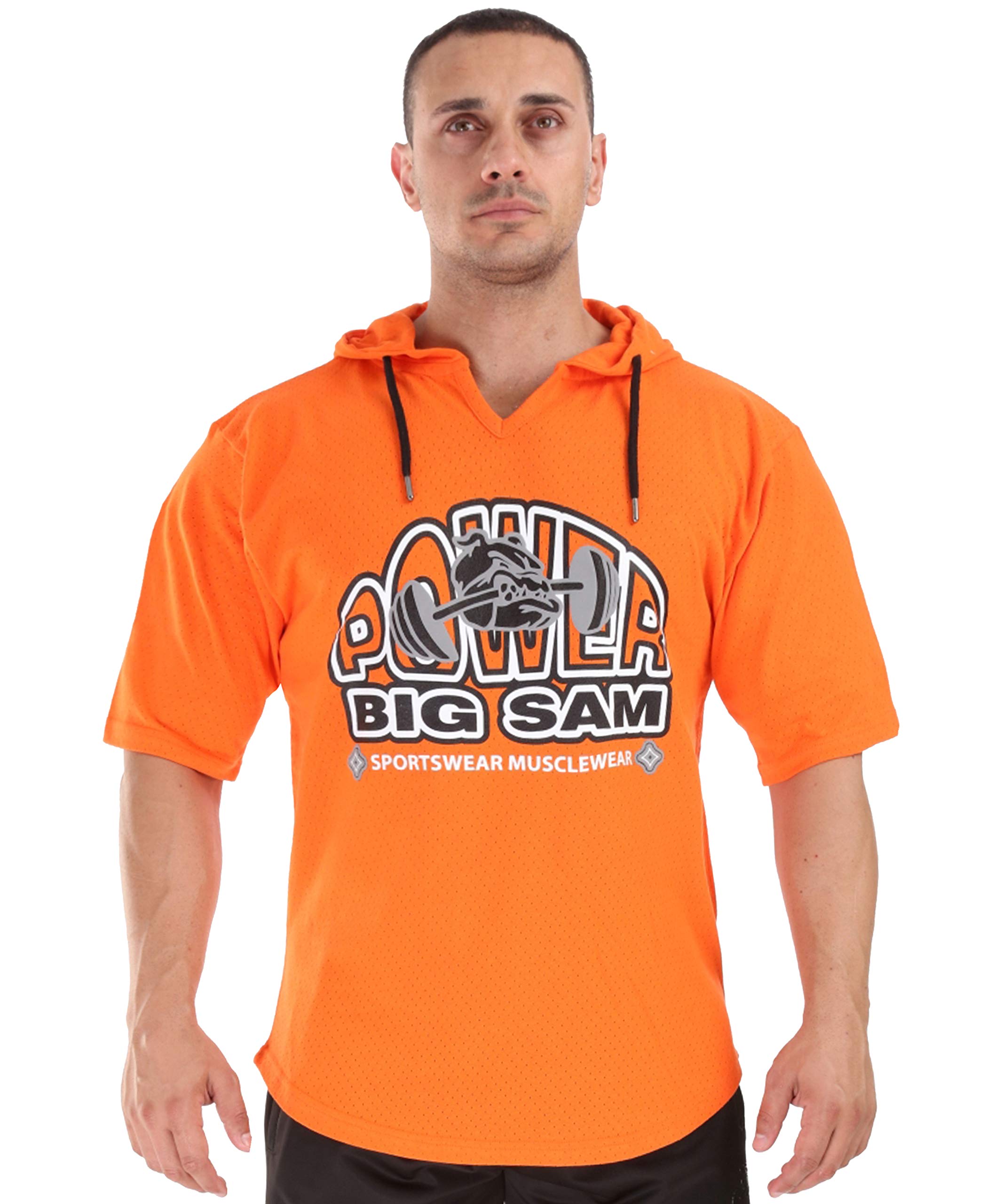 BIG SAM SPORTSWEAR COMPANYMen's Hooded Cotton Microporous Activewear T-Shirt | Short Sleeve Workout Item