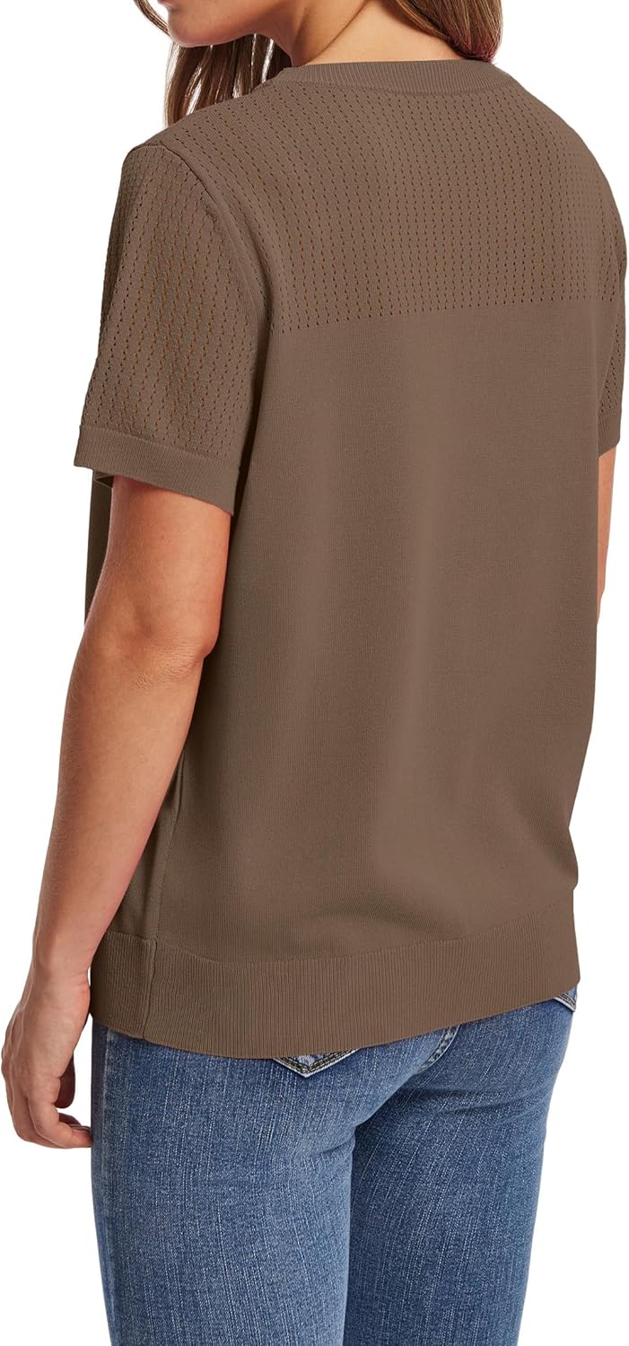 WIHOLL Short Sleeve Sweater for Women Trendy Summer Tops 2025 Early Fall Fashion Business Casual Outfits - Image 5