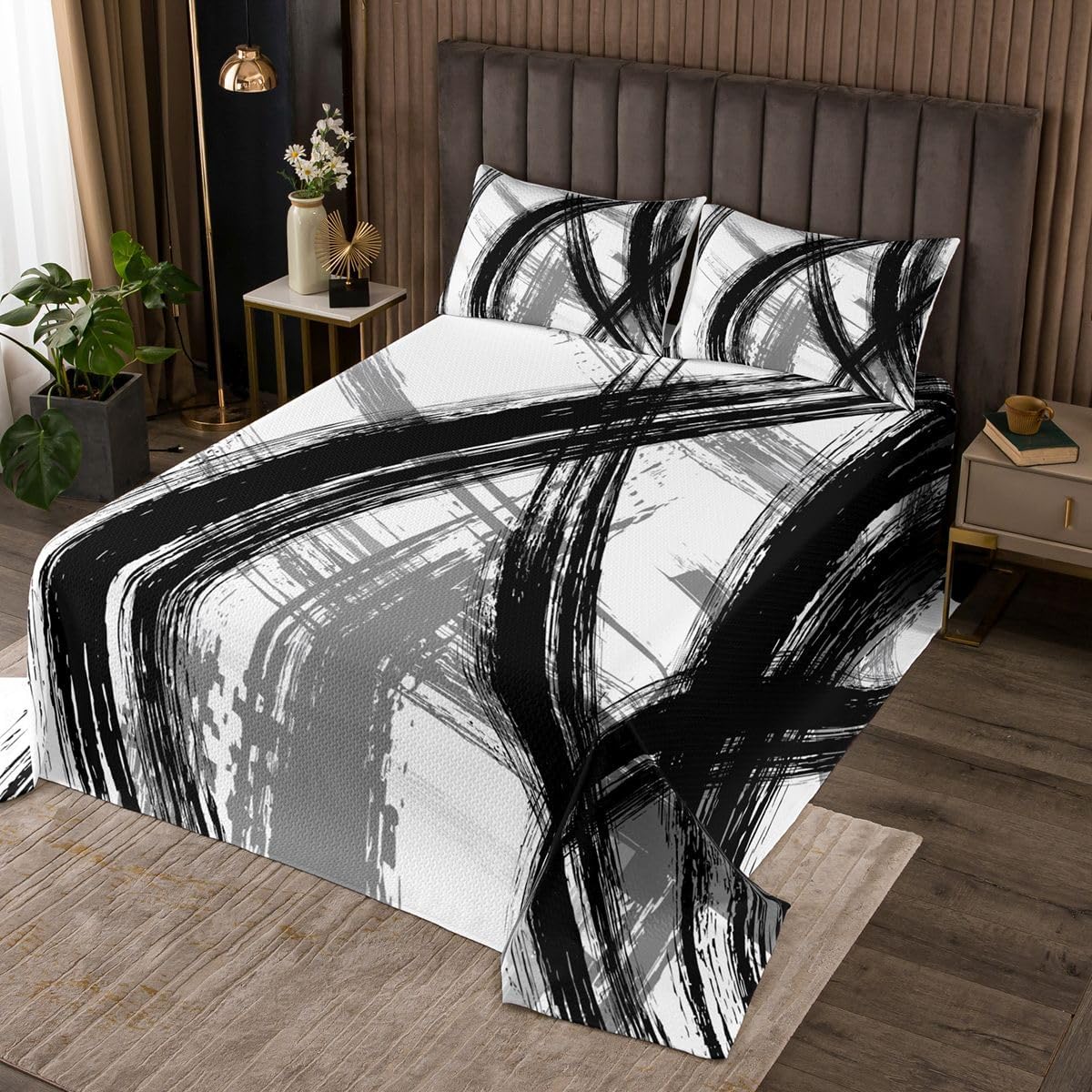 jejeloiu Black and White Bed Sheet Set Twin Size Geometric Modern Fitted Sheet for Kids Abstract Neutral Art Bedding Set Women Men Teens Ultra Soft Tie Dye Decor Bed Cover Deep Pocket