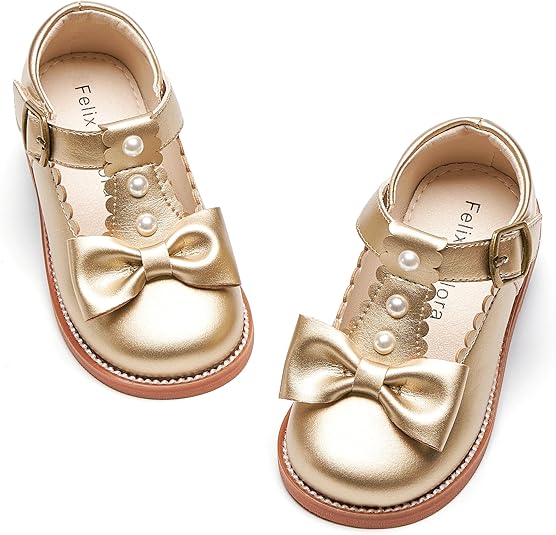 Felix & Flora Toddler Little Girl Princess Dress Shoes-Mary Jane Flats for Girl Party School Shoes
