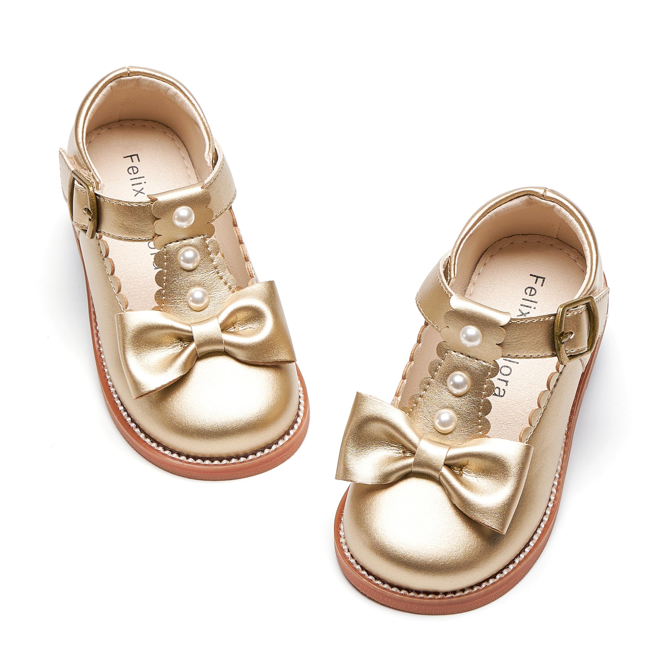 Felix &amp; Flora Toddler Little Girl Princess Dress Shoes-Mary Jane Flats for Girl Party School Shoes