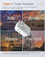 Vista 2 de Adaptador de enchufe de viaje europeo USB C, adaptador de enchufe internacional TESSAN con 4 salidas de CA, 3 puertos de carga USB, adaptador