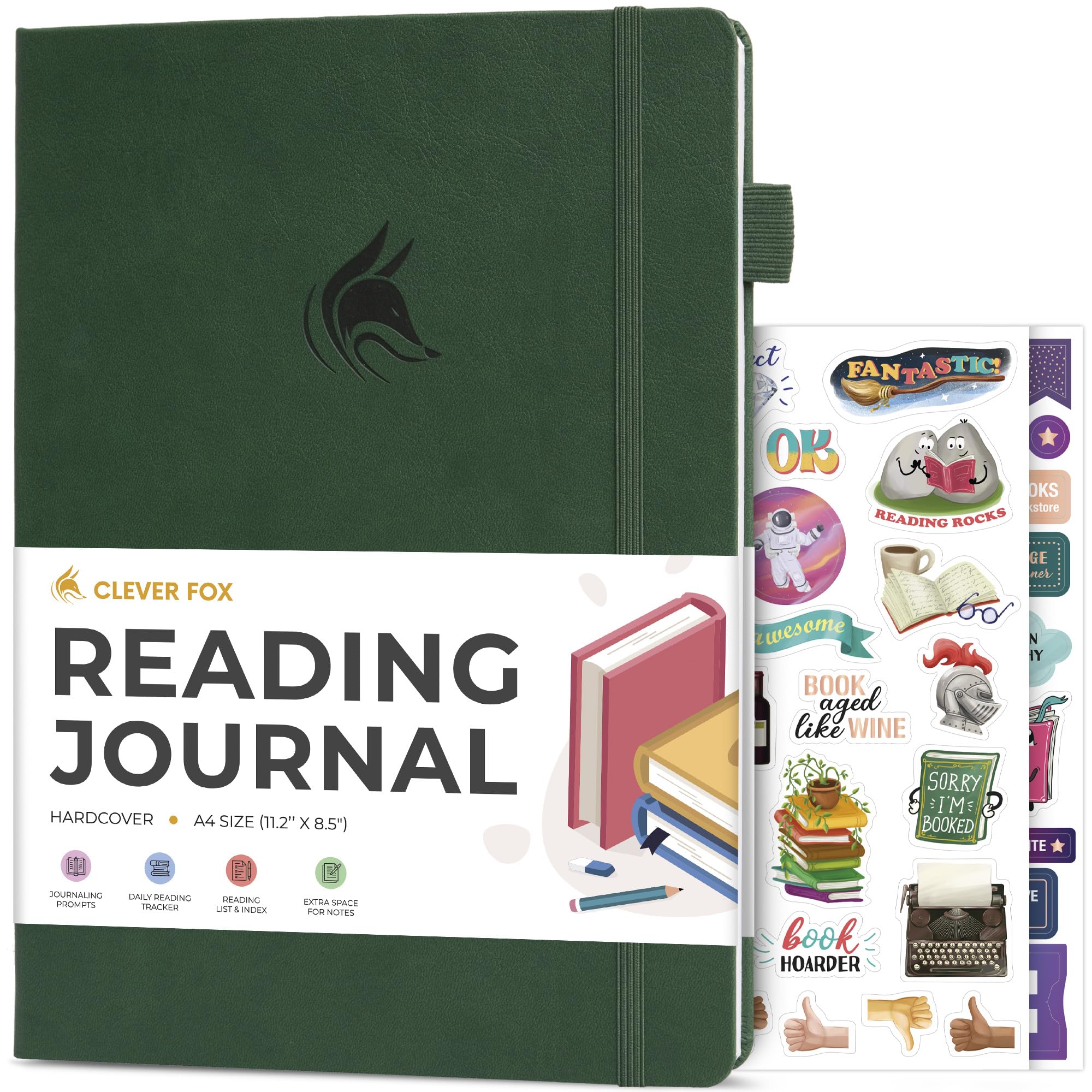 Clever Fox Reading Journal Large, Guided Book Review Log & Tracker, Gifts & Accessories for Reading Lover