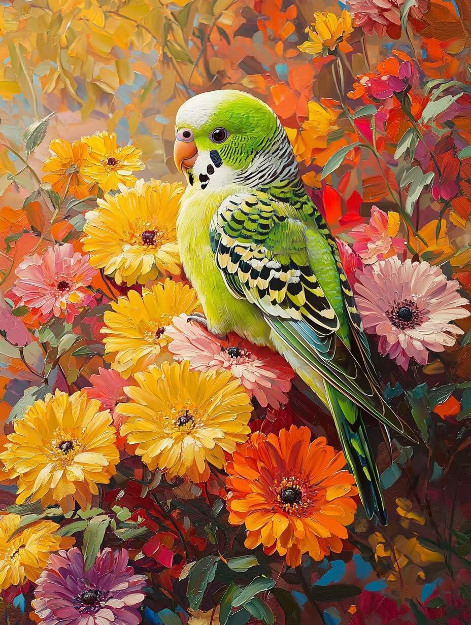 Vögel mit Blumen Malen Nach Zahlen Erwachsene Anfänger, 80x100cm c-706 | Handgemalt Ölgemälde Kit für Mädchen Jungen ab 7 8 9 Jahre, Rahmenlos, für die Wanddekoration zu Hause, DIY Acrylmalerei
