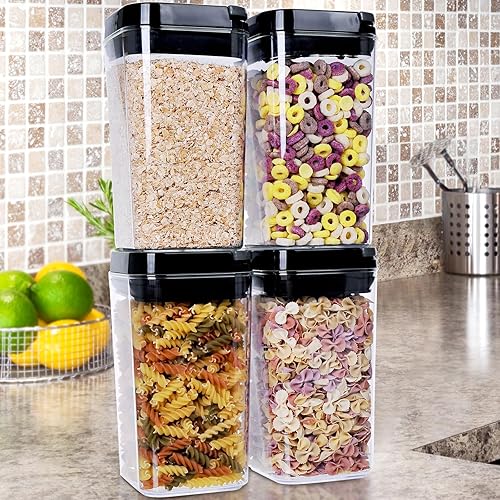 Miniatura 7 de Contenedores herméticos para almacenamiento de alimentos con tapas, organización y almacenamiento de despensa grande de 1.3 L para alimentos secos a