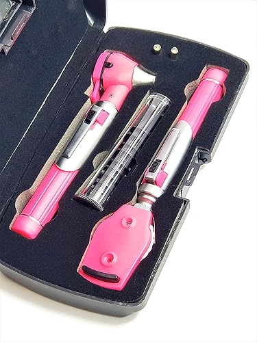 Miniatura 5 de Juego de otoscopio de doble mango premium, otoscopioideal para la escuela de medicina, cinamizado (rosa)