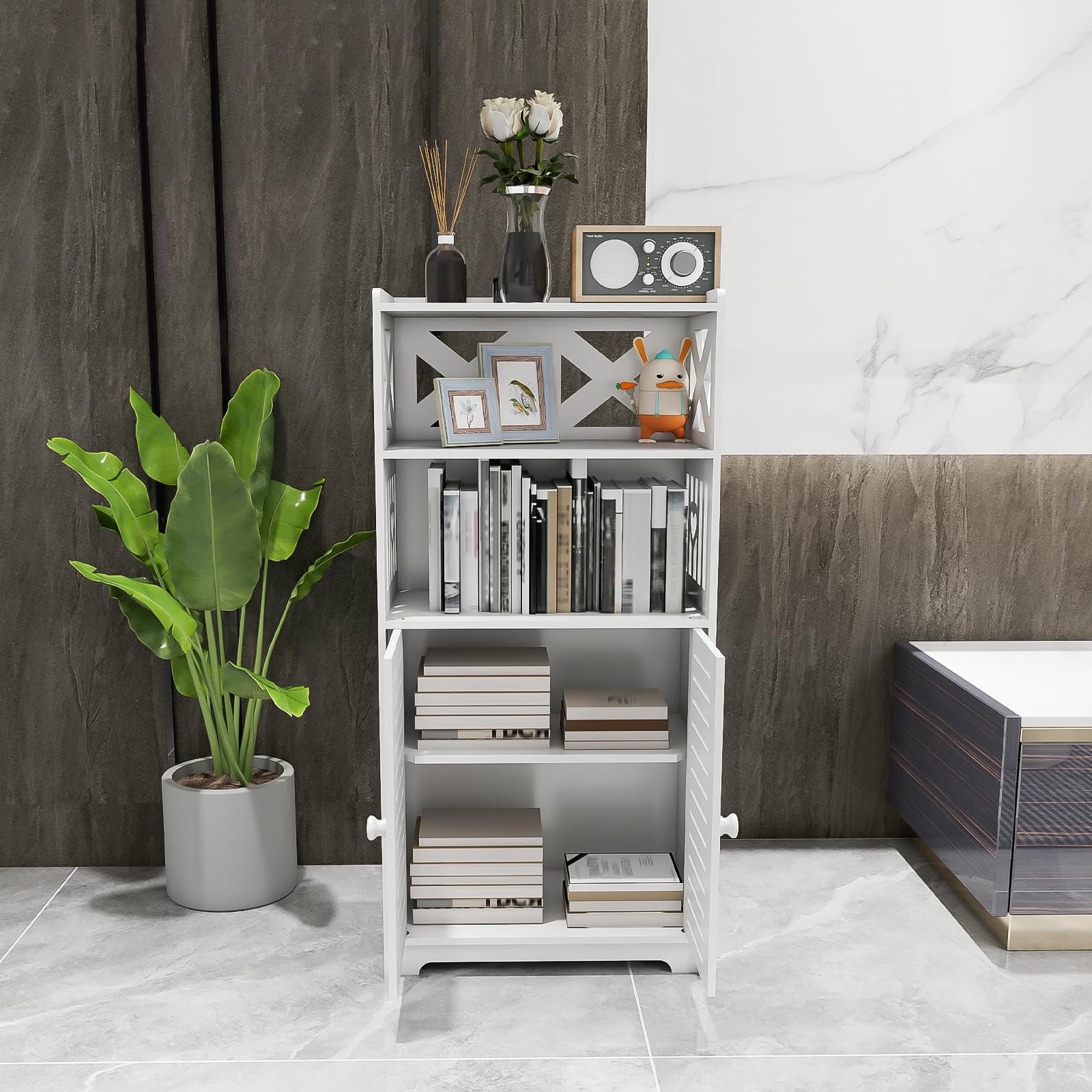 Mobile Bagno, Armadio Toilette Colonna, Mobile Toilette WC Riordinamento, Cassetto, Scomparto, Risparmio di Spazio, Piccoli Spazi - 75 * 22 * 36cm