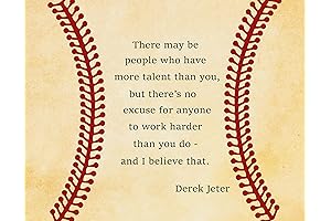 Derek Jeter Motivational Baseball Wall Art – "No Excuses" 8x10 Black and White Quote