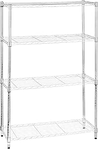 Amazon Basics 4-Shelf Adjustable, Heavy Duty Storage Shelving Unit (350 lbs loading capacity per shelf), Steel Organizer Wire Rack, Chrome (36L x 14W x 54H)